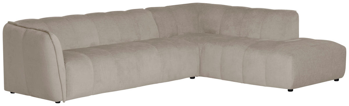 ECKSOFA LIVOLI in Chenille Creme  290/218 cm  - Creme/Schwarz, Design, Textil (290/218cm) - MID.YOU