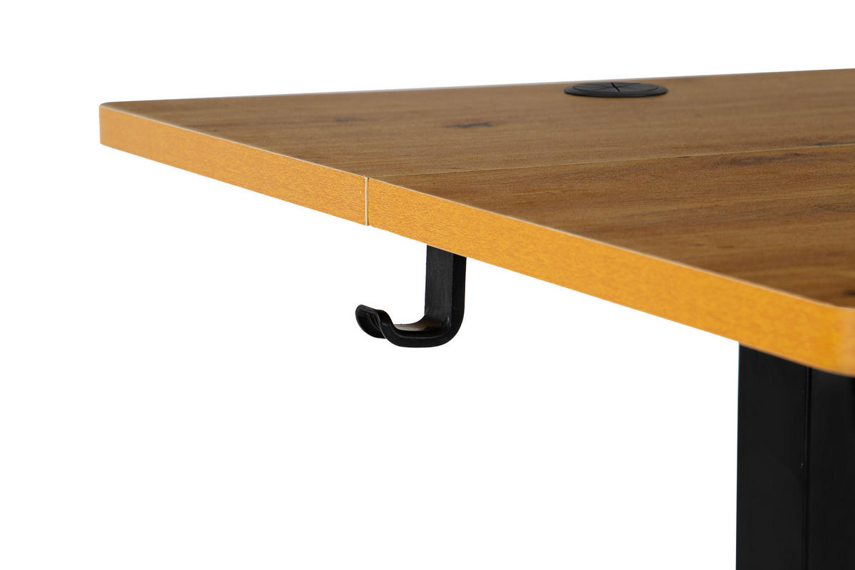 SCHREIBTISCH 140/70/72/118 cm Schwarz, Eiche Artisan höhenverstellbar elektrisch höhenverstellbar  - Schwarz/Eiche Artisan, Modern, Holzwerkstoff/Metall (140/70/72/118cm) - Livetastic