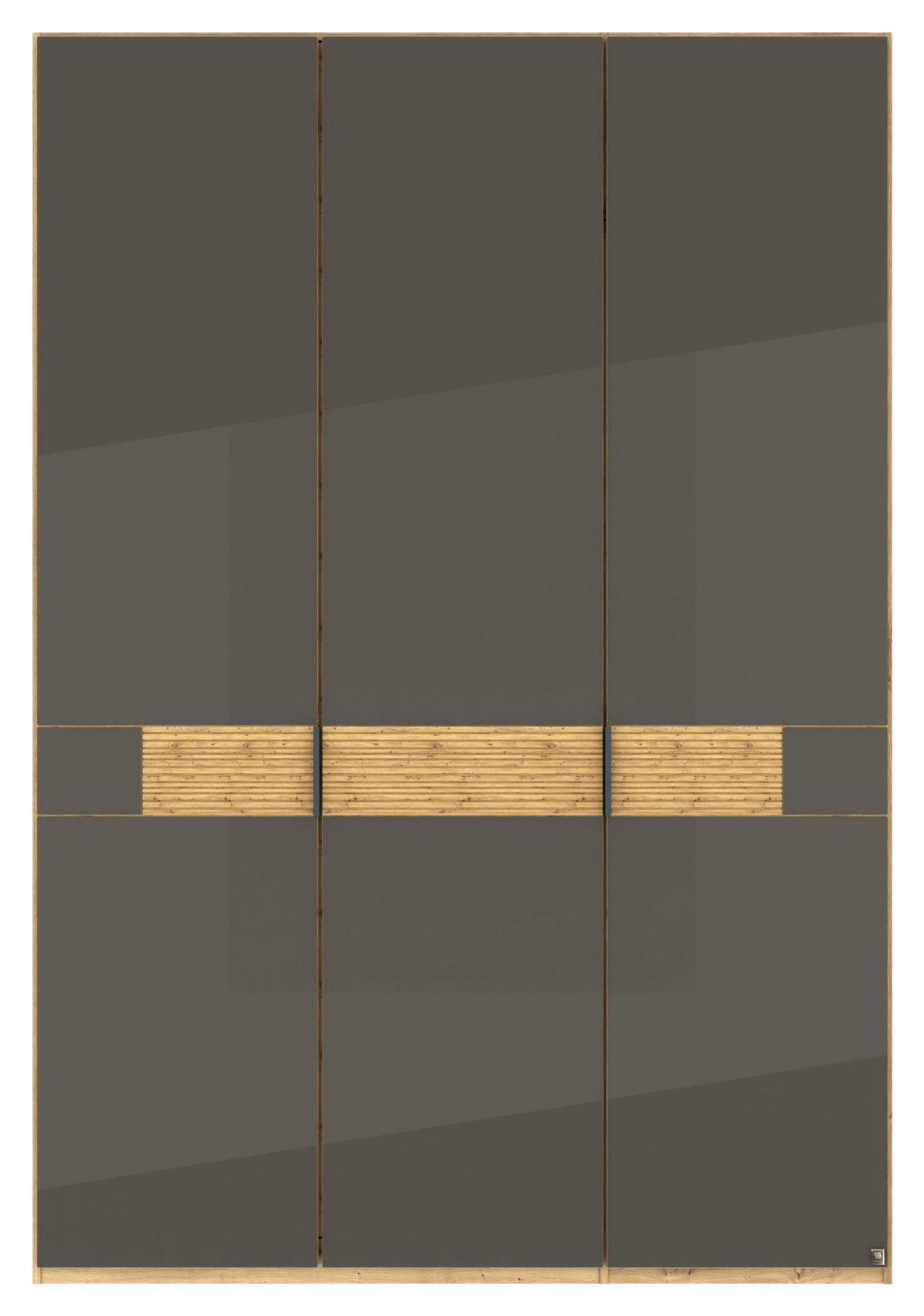 DREHTÜRENSCHRANK 150/216/58 cm,  in Eiche Bianco, 3 Tür(en)  - Schieferfarben/Eiche Bianco, Design, Glas/Holz (150/216/58cm) - Musterring