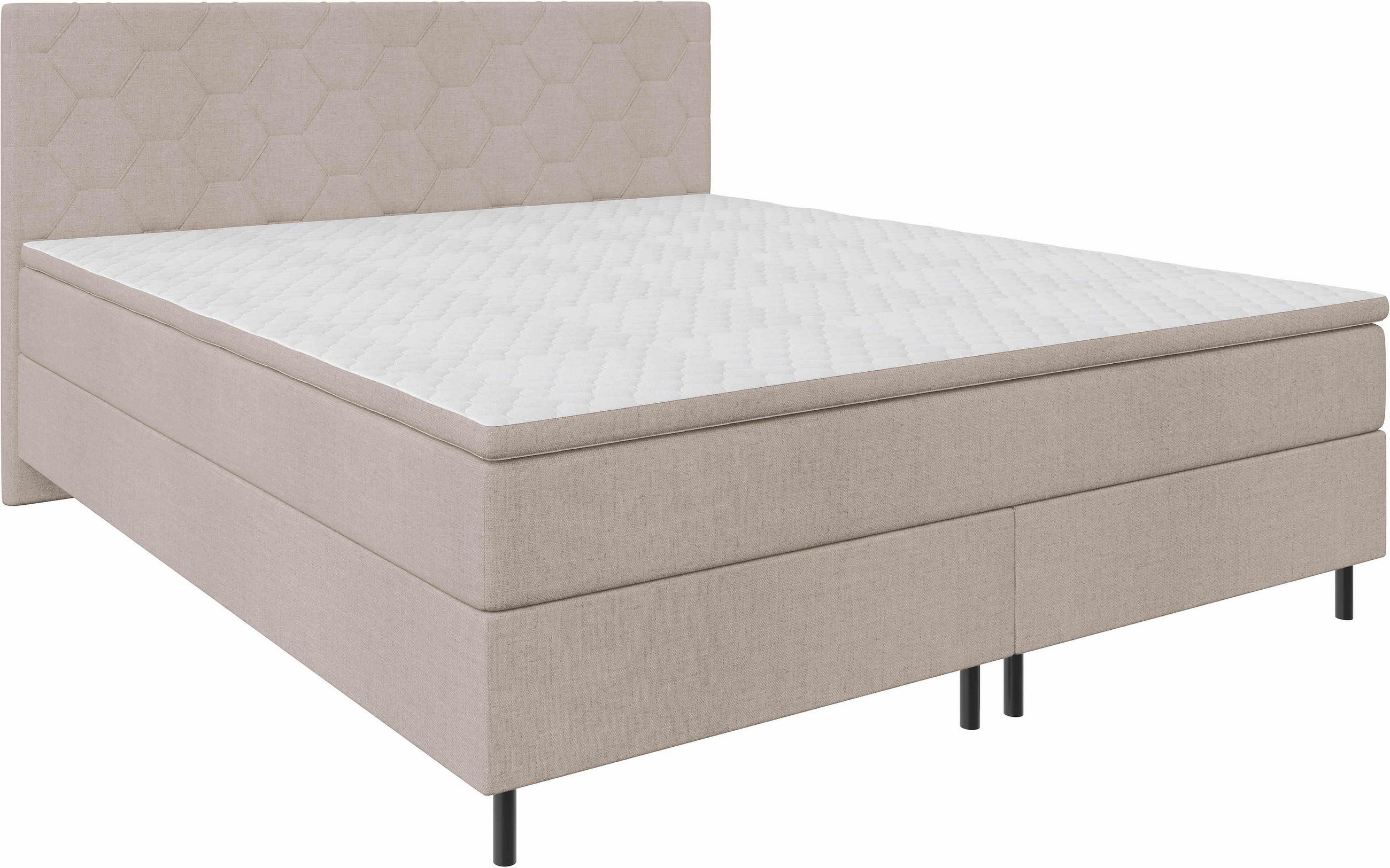 BOXSPRINGBETT 140/200 cm  Beige  - Beige/Schwarz, Konventionell, Textil/Metall (140/200cm) - Chameo
