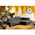 ECKSOFA Dunkelbraun Velours  - Dunkelgrau/Dunkelbraun, Design, Textil/Metall (295/201cm) - Hom`in