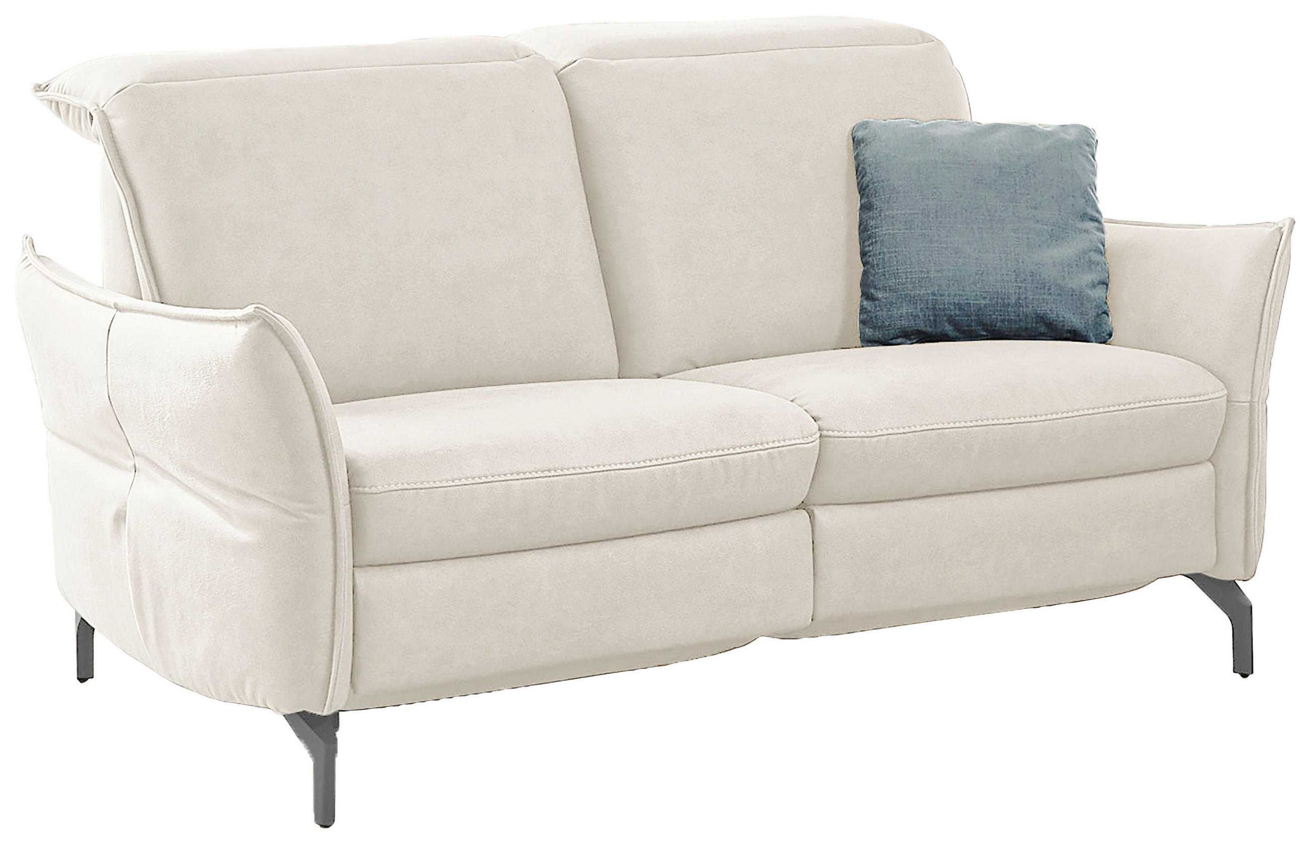 2-SITZER-SOFA Lederlook (vegan) Hellgrau  - Hellgrau/Nickelfarben, MODERN, Textil/Metall (154/89/109cm) - Livetastic