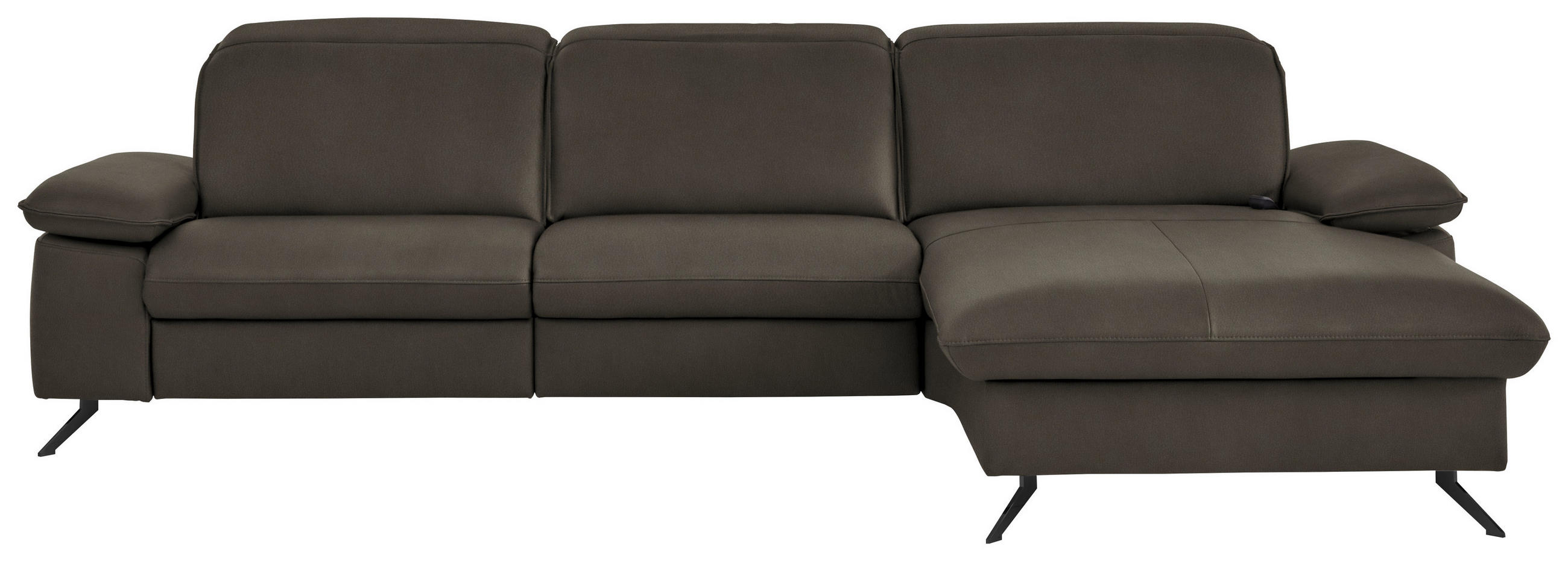 ECKSOFA  Echtleder Graubraun  - Graubraun/Schwarz, Design, Leder/Metall (307/169cm) - Beldomo Premium