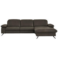 ECKSOFA  Echtleder Graubraun  - Graubraun/Schwarz, Design, Leder/Metall (307/169cm) - Beldomo Premium