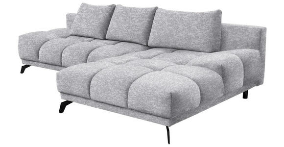 ECKSOFA in Chenille Grau  - Schwarz/Grau, MODERN, Textil/Metall (290/182cm) - Hom`in