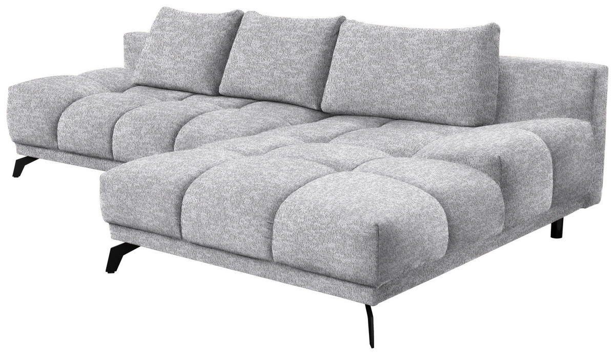 ECKSOFA Grau Chenille  - Schwarz/Grau, MODERN, Textil/Metall (290/182cm) - Hom`in