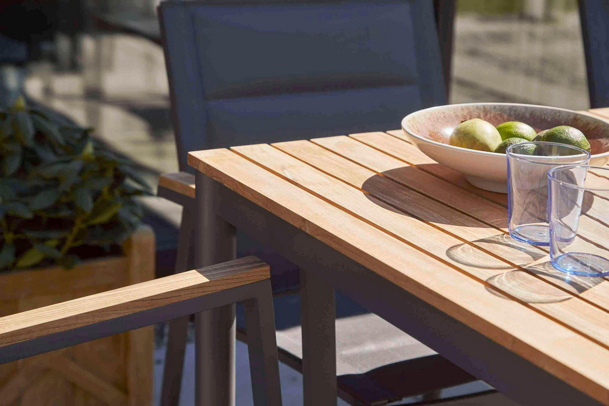 GARTENTISCH 167,5/100/74 cm Holz Anthrazit, Teakfarben rechteckig  - Anthrazit/Teakfarben, Konventionell, Holz/Metall (167,5/100/74cm) - Gardenson