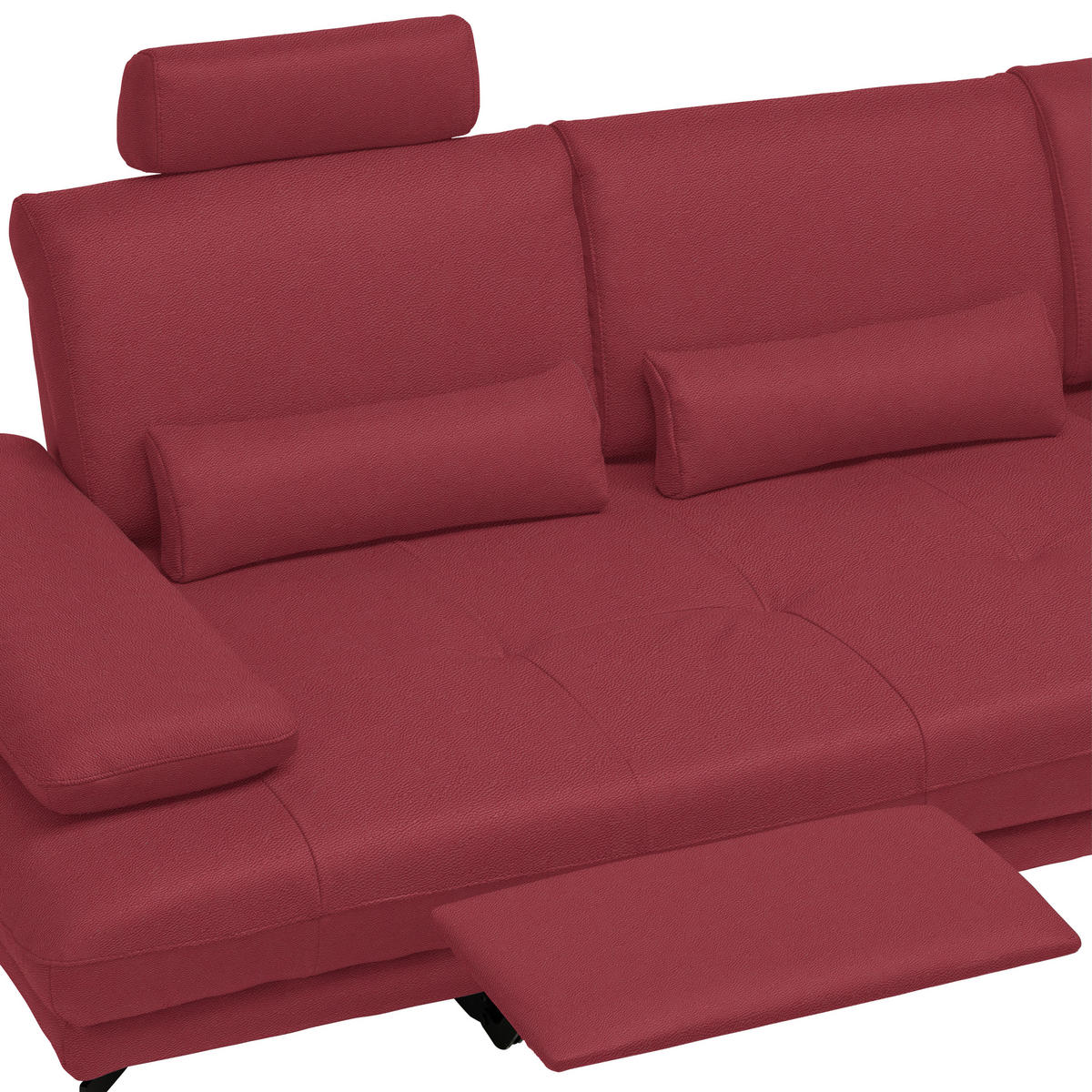 ECKSOFA in Echtleder Rot  - Rot/Schwarz, Design, Leder/Metall (273/187cm) - Celina Home