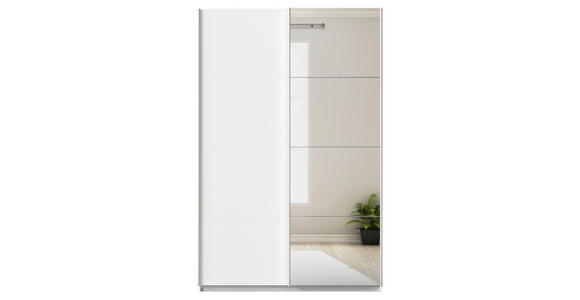 SCHWEBETÜRENSCHRANK  in Weiß  - Alufarben/Weiß, KONVENTIONELL, Glas/Holzwerkstoff (181/210/62cm) - Xora