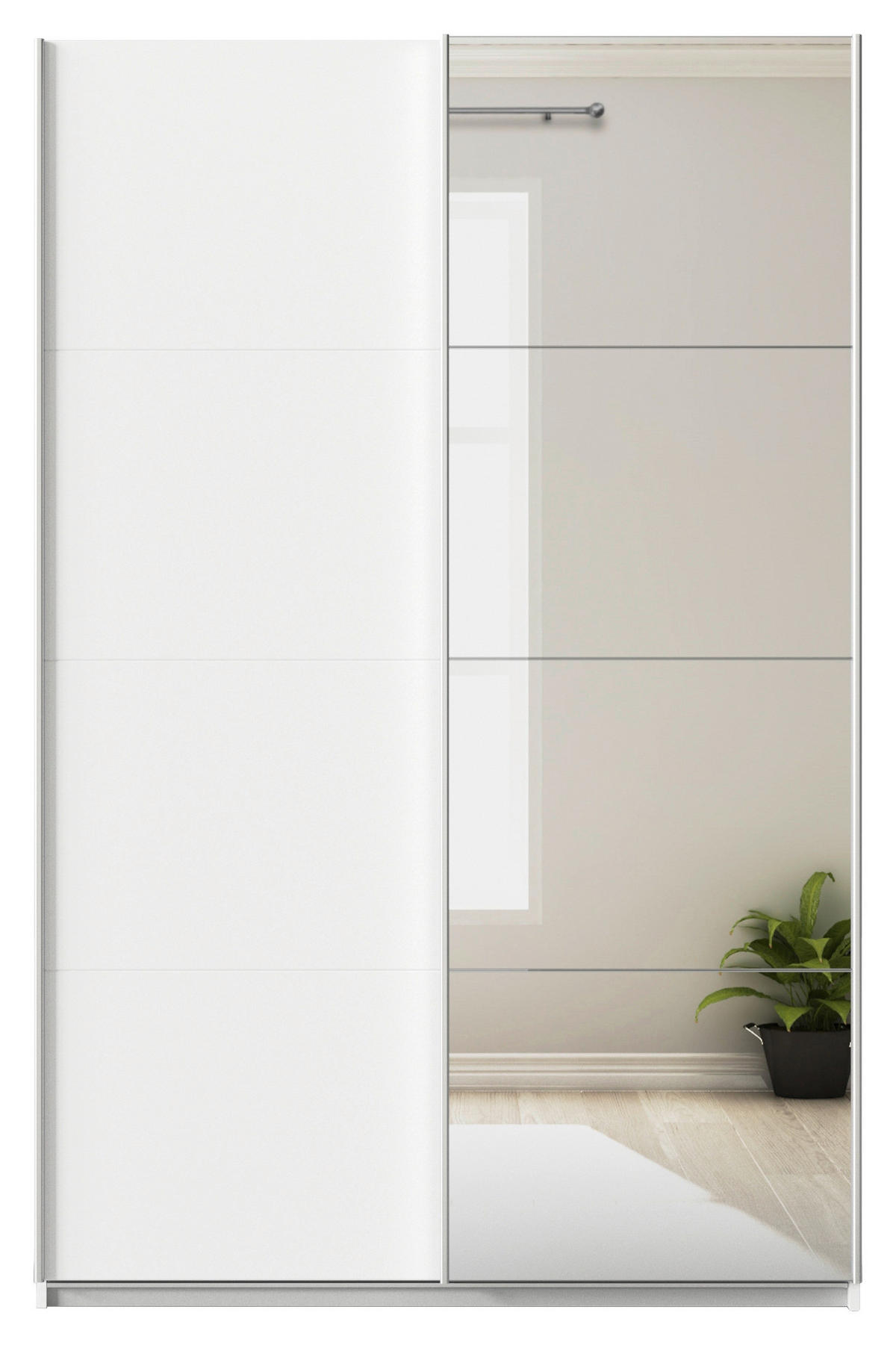 SCHWEBETÜRENSCHRANK  in Weiß  - Alufarben/Weiß, KONVENTIONELL, Glas/Holzwerkstoff (136/229/62cm) - Xora