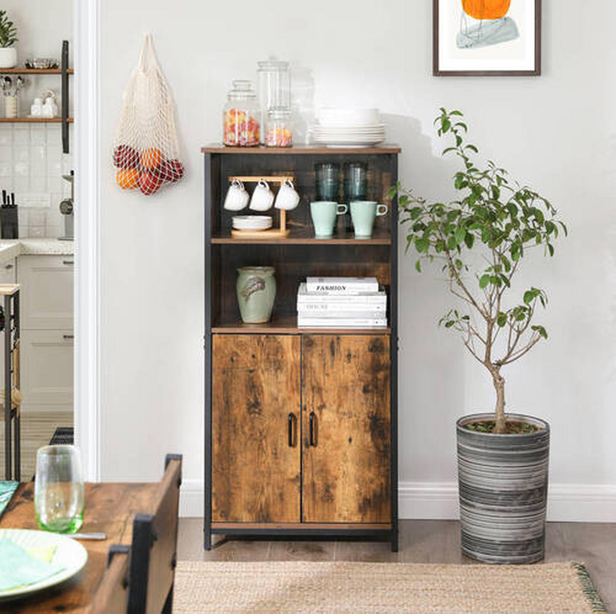 HIGHBOARD  in 60/124,5/35 cm  - Schwarz/Braun, Trend, Holzwerkstoff/Metall (60/124,5/35cm) - Boxxx