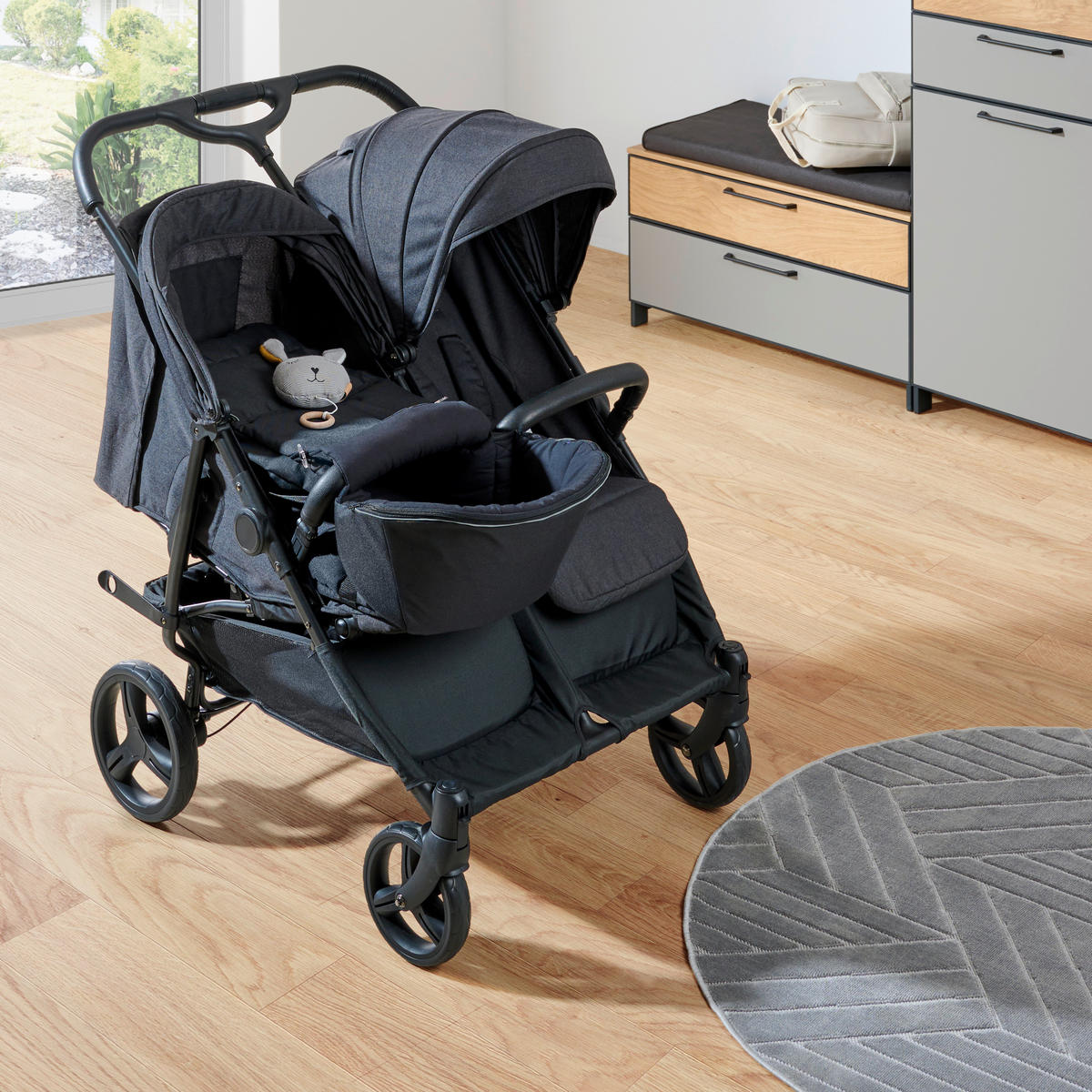 ZWILLINGSWAGEN Jimmy Duo  - Schwarz, Basics, Kunststoff/Textil (80/63,5/105cm) - Jimmylee