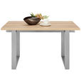 ESSTISCH in Metall, Holzwerkstoff 110/90/76 cm  - Edelstahlfarben/Eichefarben, KONVENTIONELL, Holzwerkstoff/Metall (110/90/76cm) - Venda