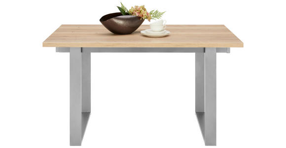 ESSTISCH in Metall, Holzwerkstoff 110/90/76 cm - Edelstahlfarben/Eichefarben, KONVENTIONELL, Holzwerkstoff/Metall (110/90/76cm) - Venda