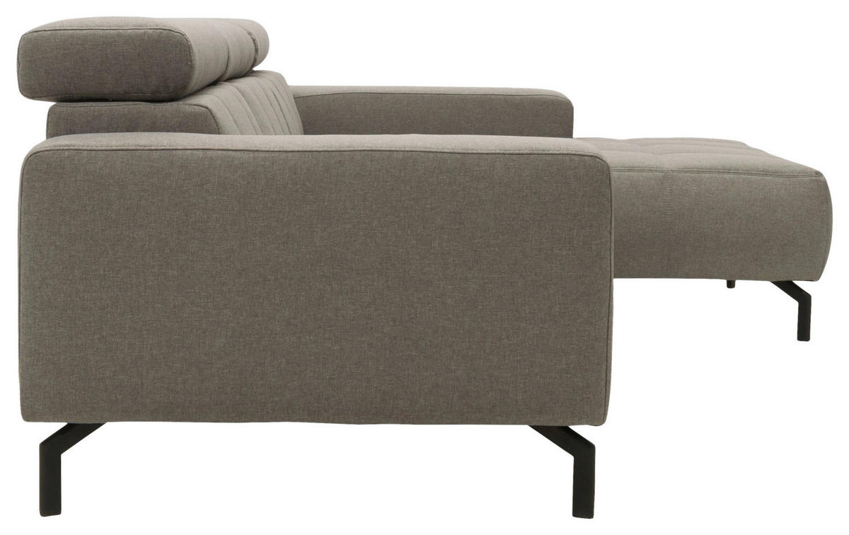 ECKSOFA in Webstoff Silberfarben  292/175 cm  - Silberfarben/Schwarz, Design, Textil/Metall (292/175cm) - MID.YOU