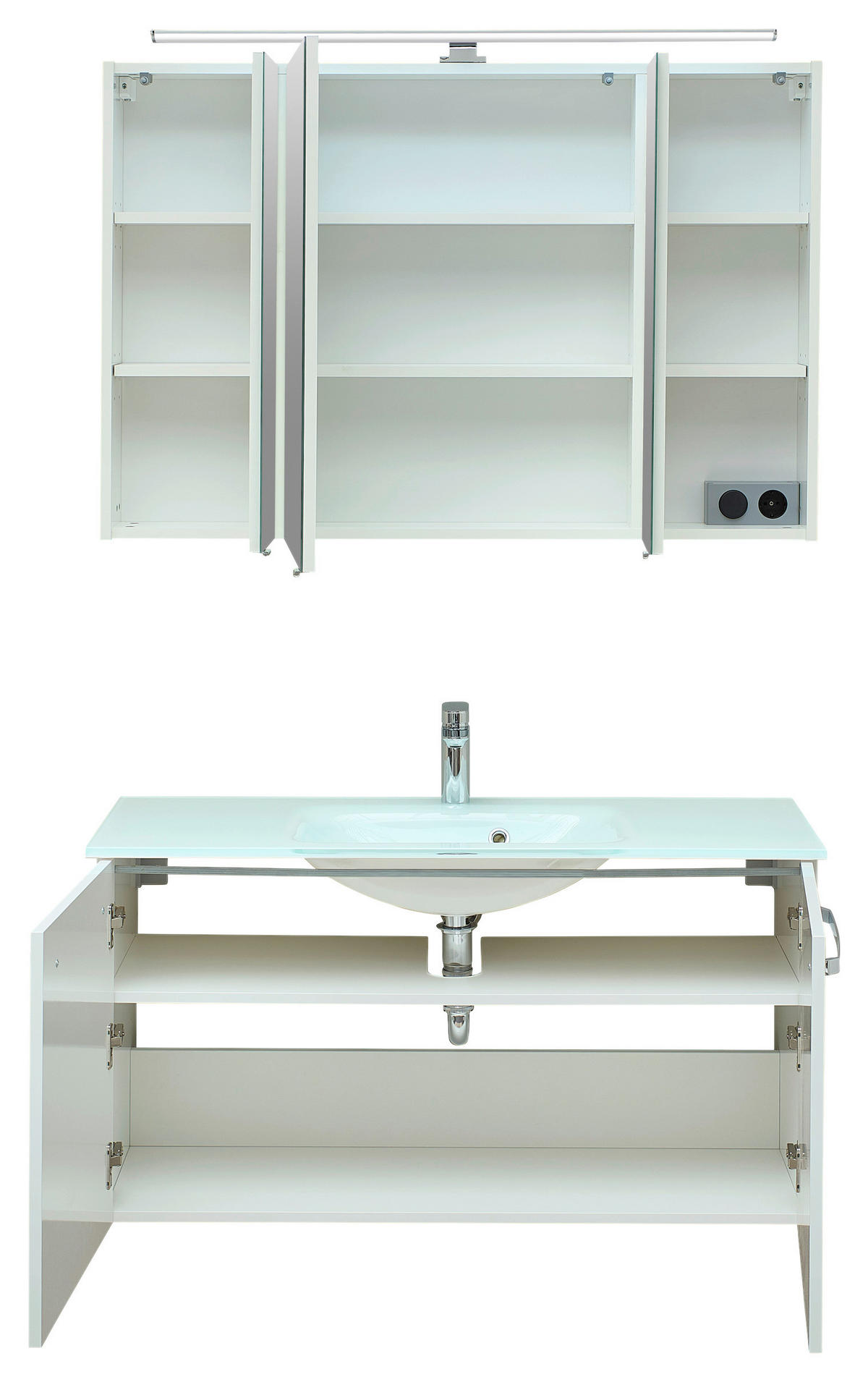 BADEZIMMER 3-teilig  in 105 cm  - Chromfarben/Weiß, KONVENTIONELL, Glas/Holzwerkstoff (105cm) - Xora