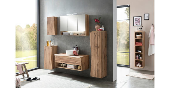 MIDISCHRANK 30/130/35 cm - Eiche Wotan/Silberfarben, Natur, Holzwerkstoff/Kunststoff (30/130/35cm) - Xora