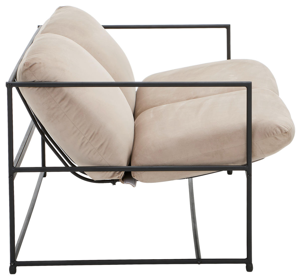 SOFA Samt Taupe  - Taupe/Schwarz, MODERN, Textil/Metall (129/75/87cm) - P & B