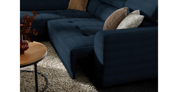 ECKSOFA in Chenille Dunkelblau 205/284 cm - Schwarz/Dunkelblau, Design, Kunststoff/Textil (205/284cm) - Xora