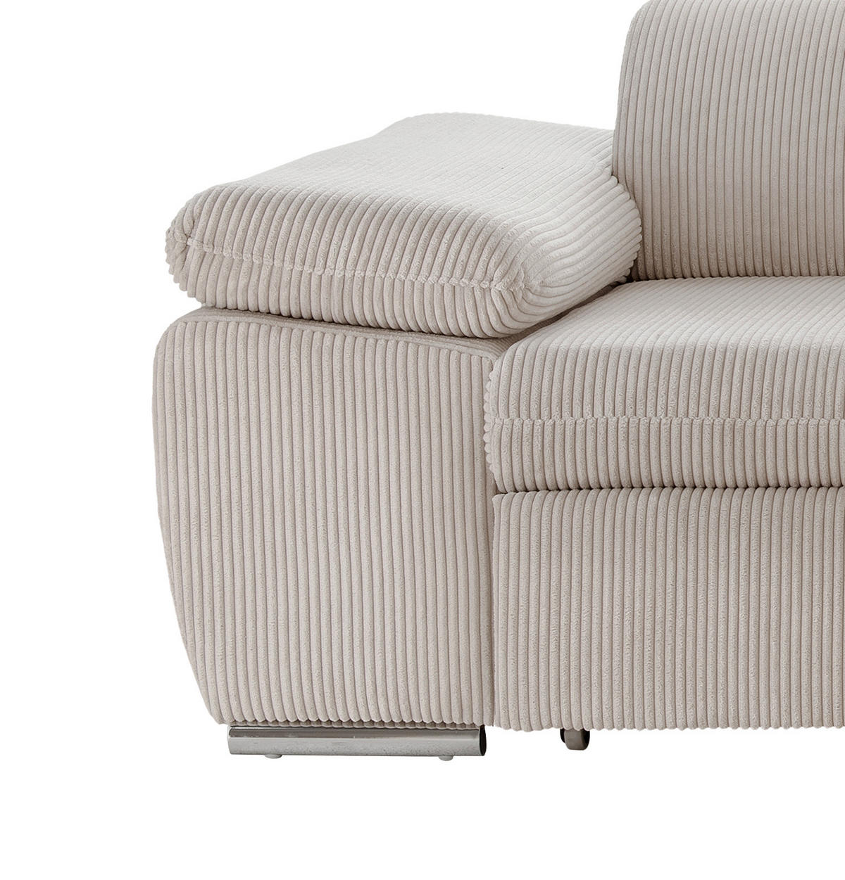ECKSOFA in Cord Beige  - Chromfarben/Beige, Design, Textil/Metall (283/228cm) - Livetastic