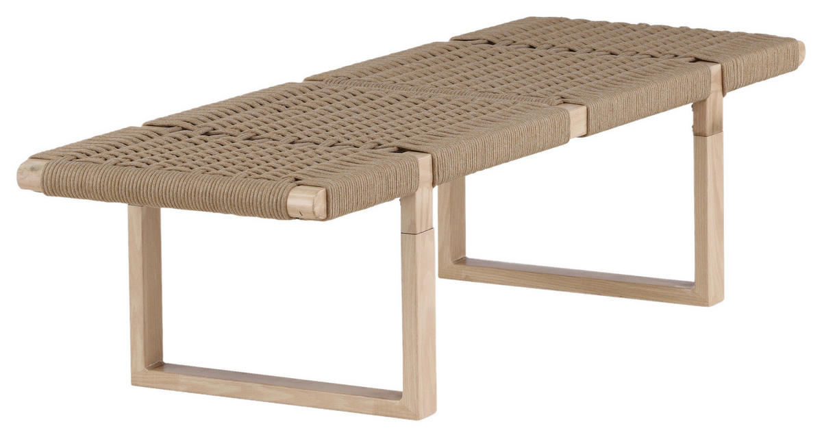 SITZBANK 140/36/46 cm Hellbraun Rattan  - Hellbraun, Design, Holz/Metall (140/36/46cm) - Livetastic