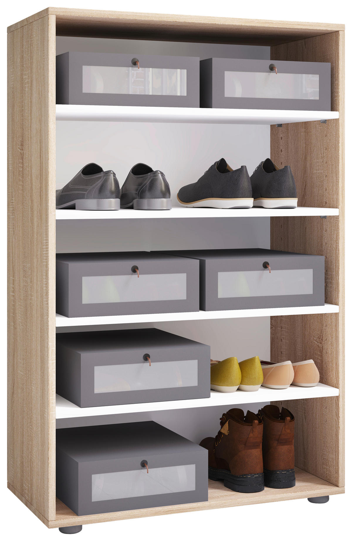 SCHUHREGAL 70/110/37 cm  - Schwarz/Sonoma Eiche, Konventionell, Holzwerkstoff/Kunststoff (70/110/37cm) - MID.YOU