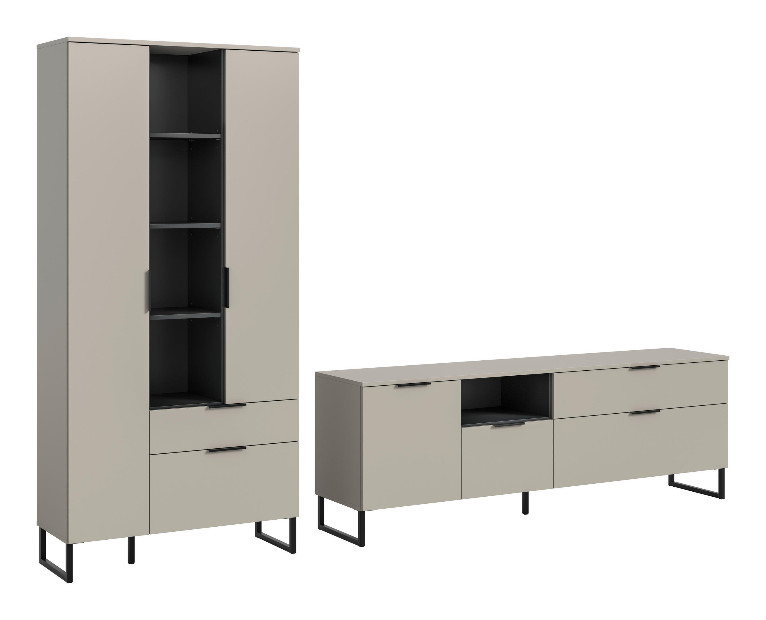 REGAL ZA DNEVNI BORAVAK kašmir   - kašmir/crna, Design, drvni materijal/metal (290/192/41cm) - Livetastic