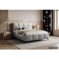 POLSTERBETT 140/200 cm,  in Silberfarben, gepolstertes Kopfteil, Lattenrost,  - Silberfarben/Schwarz, Design, Holz/Textil (140/200cm) - Chameo