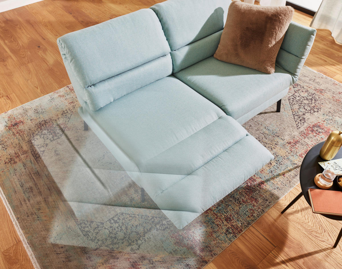 2-SITZER-SOFA Flachgewebe Blau  - Blau/Schwarz, Design, Textil/Metall (178-226/83-113/96-177cm) - Dieter Knoll