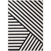 WOLLTEPPICH 120/180 cm Stryve Schwarz, Weiß rechteckig  - Schwarz/Weiß, Basics, Textil (120/180cm) - Elle Decoration
