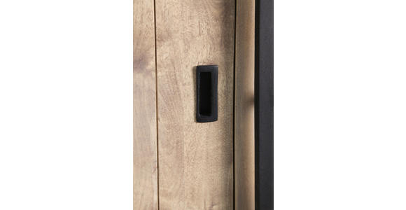 VITRINE  in Hartholz Mangoholz Schwarz, Graubraun  - Graubraun/Schwarz, LIFESTYLE, Glas/Holz (90/135/42cm) - Landscape