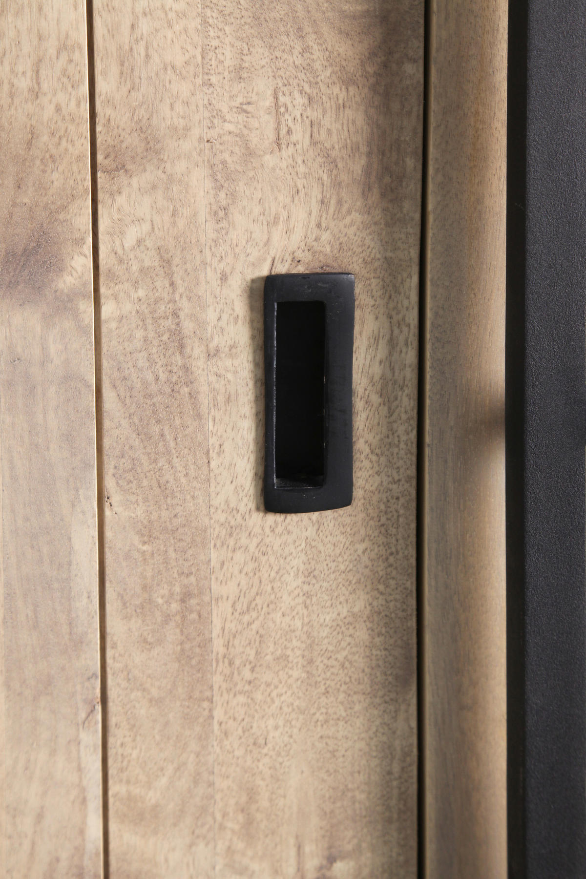 VITRINE  in Hartholz Mangoholz Schwarz, Graubraun  - Graubraun/Schwarz, LIFESTYLE, Glas/Holz (90/135/42cm) - Landscape