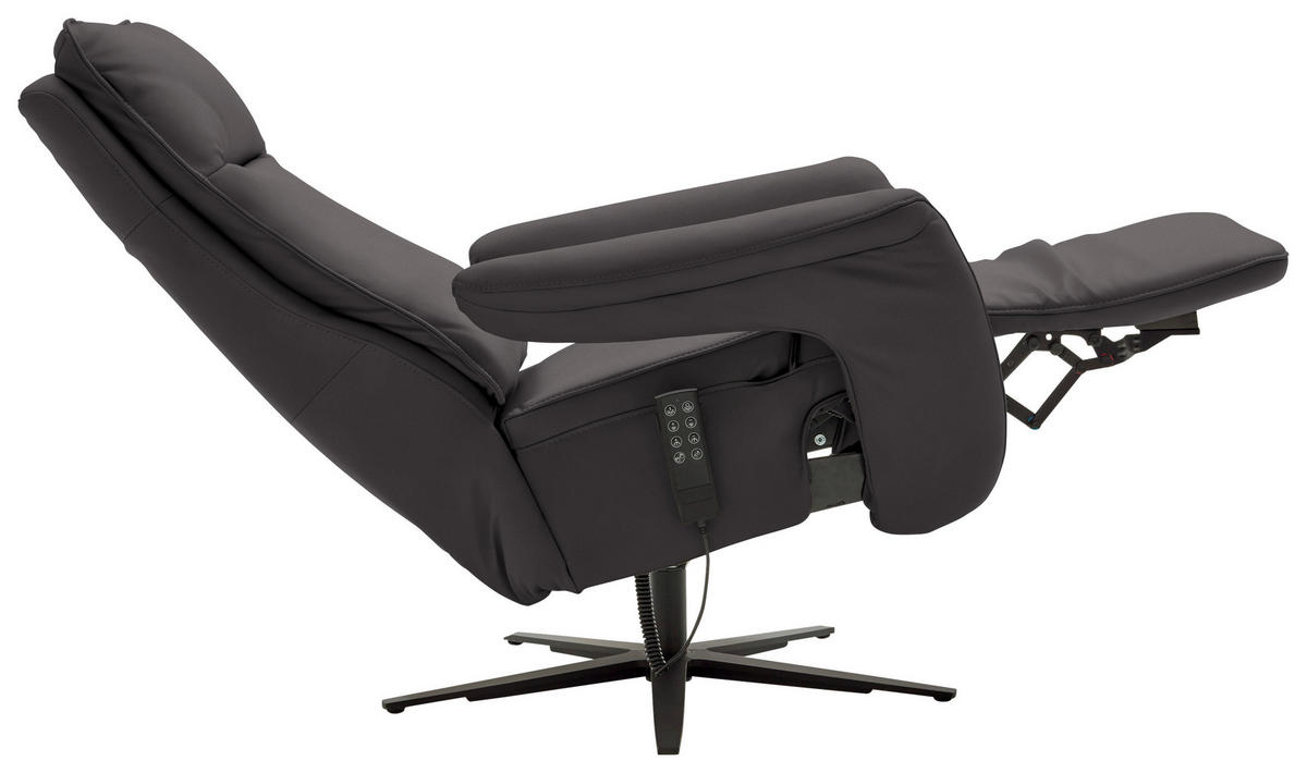RELAXSESSEL in Leder Dunkelbraun  - Dunkelbraun/Schwarz, Design, Leder/Metall (83/116/87cm) - Valdera