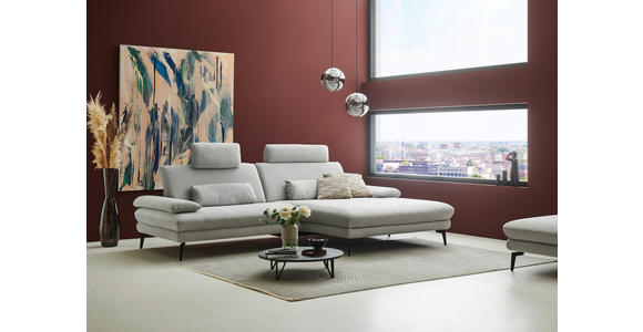 ECKSOFA in Chenille, Flachgewebe Silberfarben  284/180 cm  - Silberfarben/Schwarz, Design, Textil/Metall (284/180cm) - Dieter Knoll