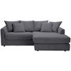 ECKSOFA Dunkelgrau Cord  - Dunkelgrau/Schwarz, Design, Kunststoff/Textil (235/175cm) - home24