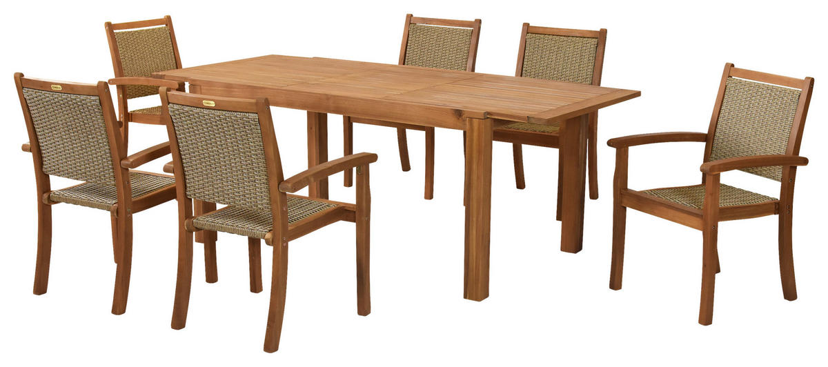 GARTENSET 7-teilig  - Naturfarben, MODERN, Holz/Kunststoff - Gardenson