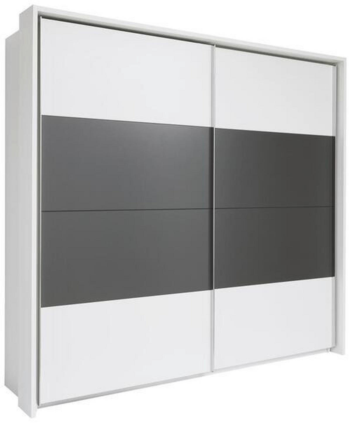  SCHWEBETÜRENSCHRANK 240/226/64 cm 2-türig  - Weiss/Dunkelgrau, Konventionell, Holzwerkstoff/Metall (240/226/64cm) - Xora