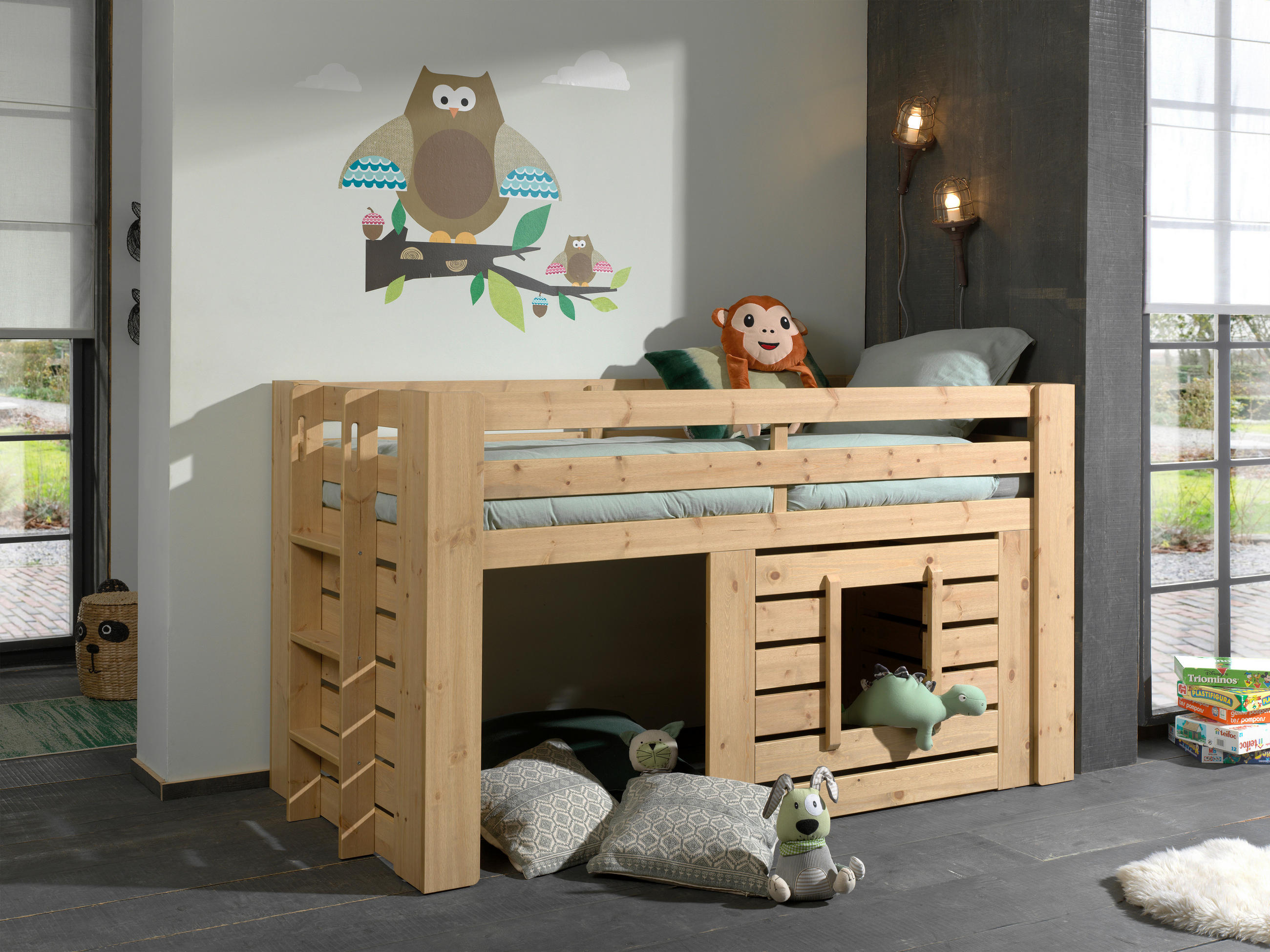 HOCHBETT 90/200 cm,  in Absturzsicherung, Leiter, Rollrost  - Eichefarben, MODERN, Holz (90/200cm) - Vipack