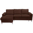 ECKSOFA Dunkelbraun Cord  - Dunkelbraun/Schwarz, KONVENTIONELL, Textil/Metall (150/240cm) - Carryhome