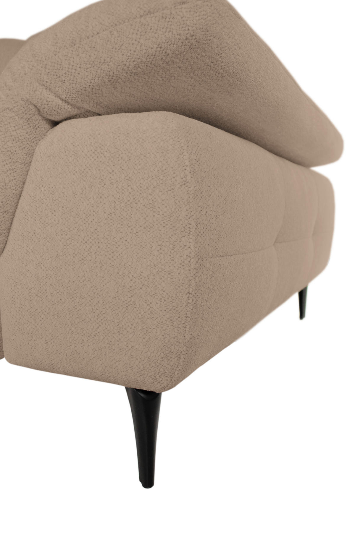 ECKSOFA ALMA in Chenille Beige  191/285 cm  - Beige/Schwarz, Design, Textil/Metall (191/285cm) - Livetastic