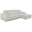 ECKSOFA Greige Flachgewebe  - Chromfarben/Greige, KONVENTIONELL, Textil/Metall (268/175cm) - Carryhome