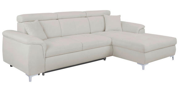 ECKSOFA Greige Flachgewebe - Chromfarben/Greige, KONVENTIONELL, Textil/Metall (268/175cm) - Carryhome