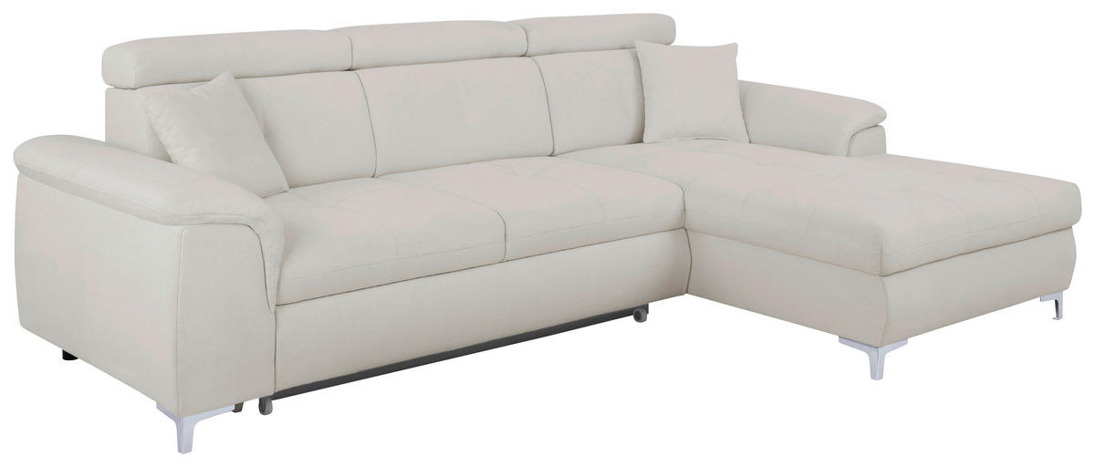 ECKSOFA in Flachgewebe Greige  - Chromfarben/Greige, Konventionell, Textil/Metall (268/175cm) - Carryhome