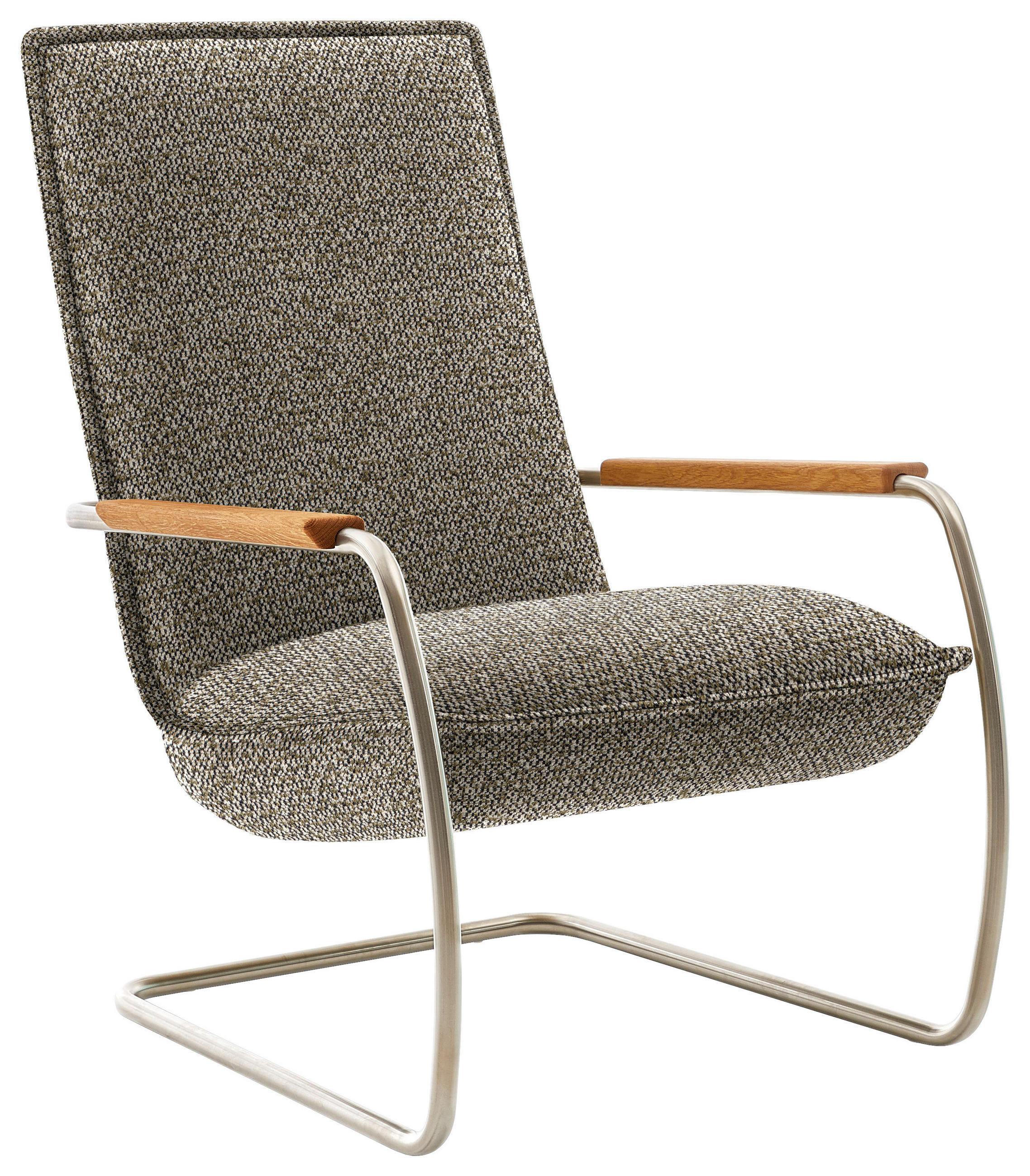 SESSEL in Flachgewebe Grün  - Edelstahlfarben/Eichefarben, Design, Holz/Textil (76/105/87cm) - Livetastic