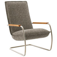 SESSEL in Flachgewebe Grün  - Edelstahlfarben/Eichefarben, Design, Holz/Textil (76/105/87cm) - Livetastic