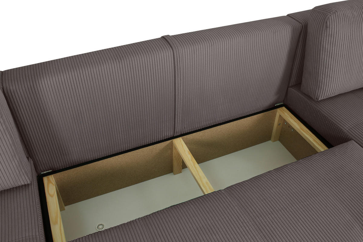 Wohnlandschaft inkl. Funktion Anthrazit Cord  - Anthrazit/Schwarz, KONVENTIONELL, Textil (146/317/146cm) - Xora