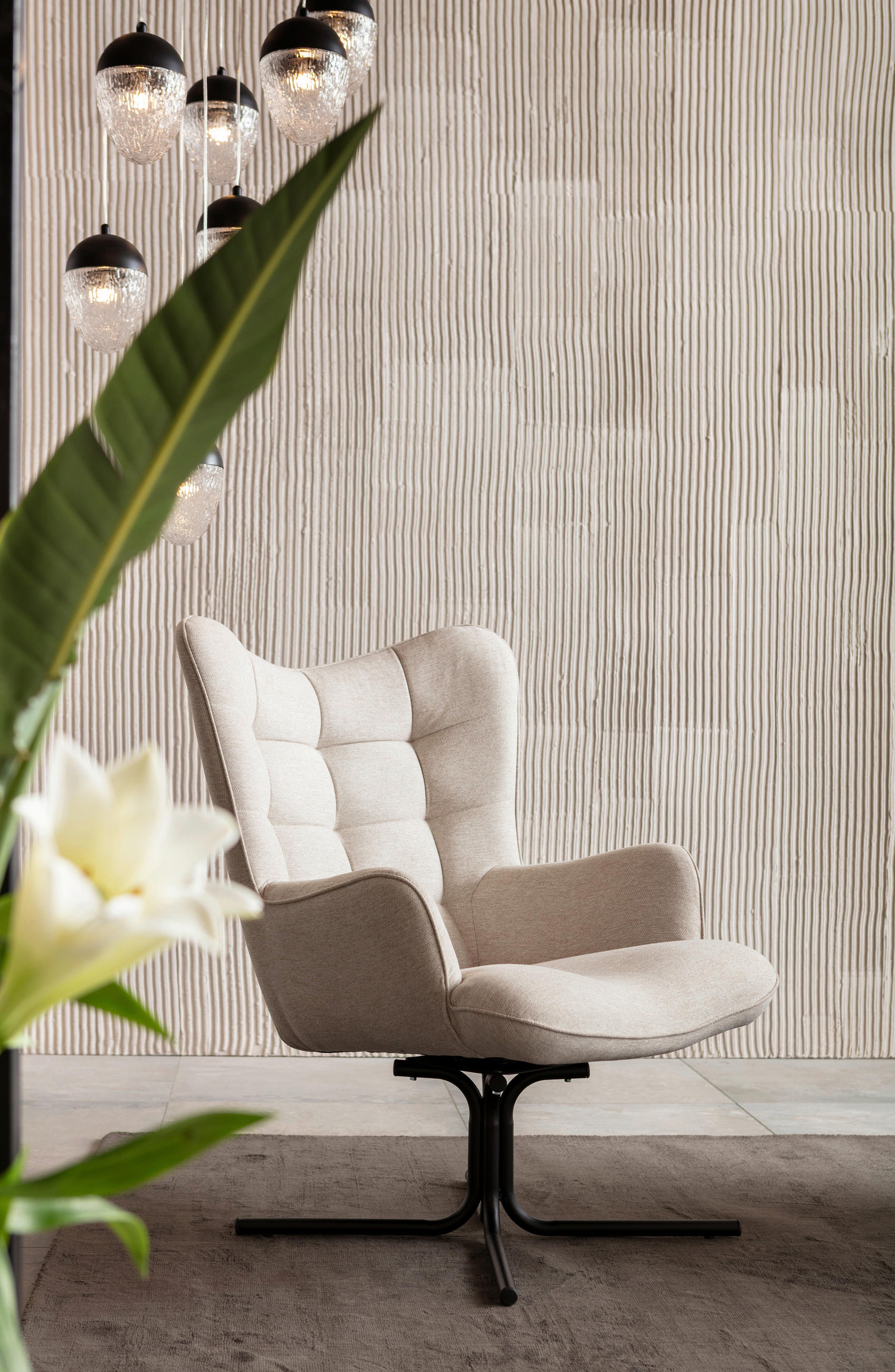 SESSEL - Beige/Schwarz, Design, Textil/Metall (82/95/73cm) - Kare-Design