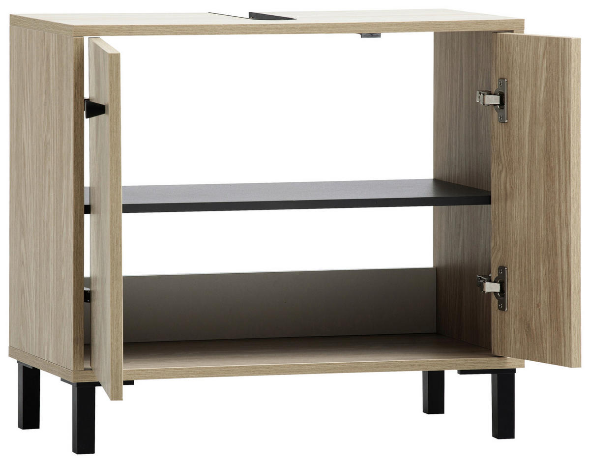 WASCHBECKENUNTERSCHRANK 65,1/59,1/33 cm  - Eichefarben/Schwarz, KONVENTIONELL, Holzwerkstoff/Kunststoff (65,1/59,1/33cm) - Stylife
