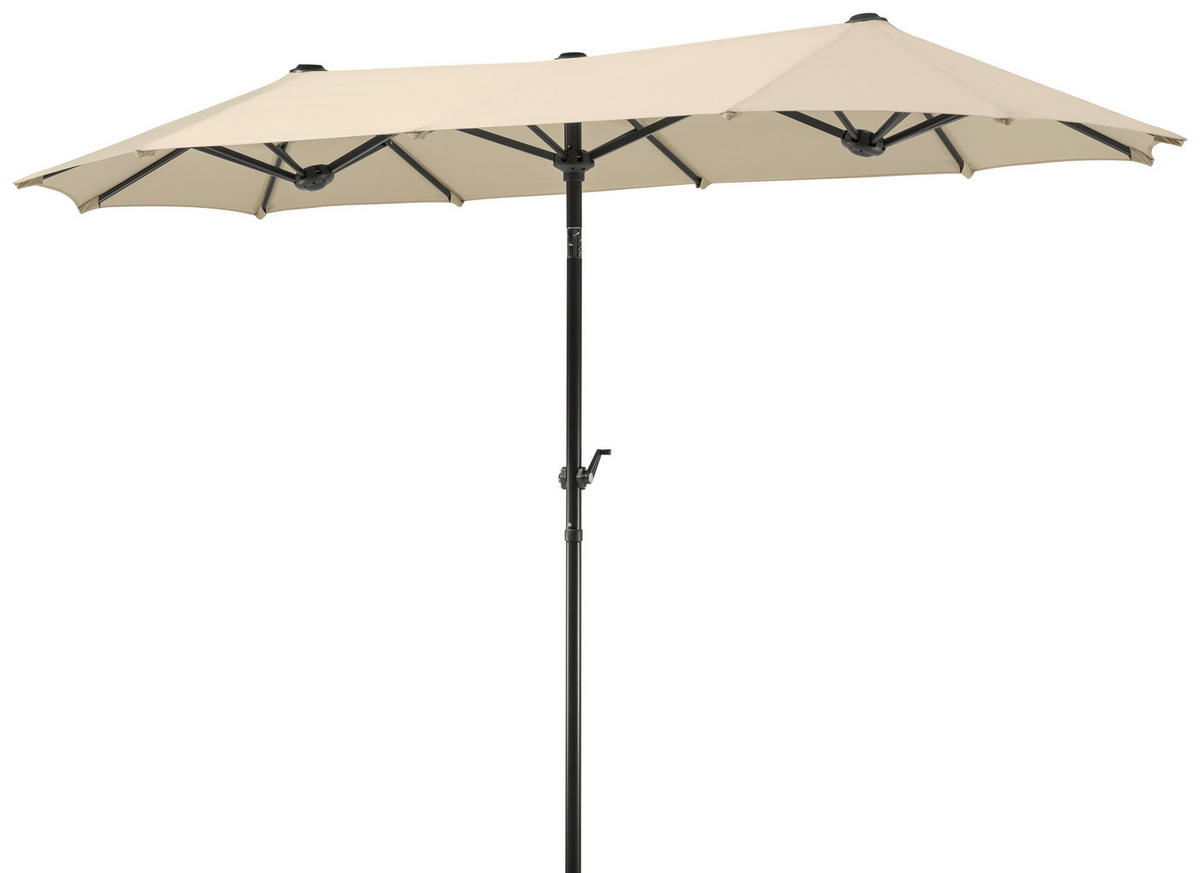 DOPPELSONNENSCHIRM 300 cm Naturfarben  - Anthrazit/Naturfarben, Basics, Textil/Metall (300/220/150cm) - Schneider