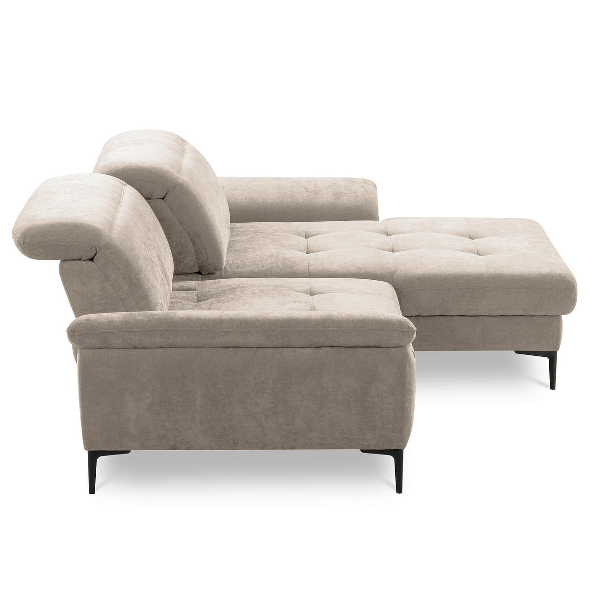 ECKSOFA  Webstoff Taupe  - Taupe/Schwarz, Design, Textil/Metall (268/195cm) - Livetastic